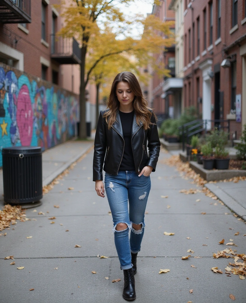23 Must-Have Outfits for Exploring NYC in October (Find Your Perfect Look!) - 10. Edgy with a Leather Jacket