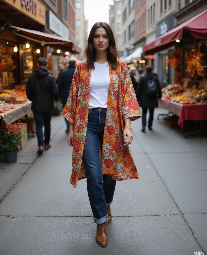 23 Must-Have Outfits for Exploring NYC in October (Find Your Perfect Look!) - 20. Creative Layers with a Kimono