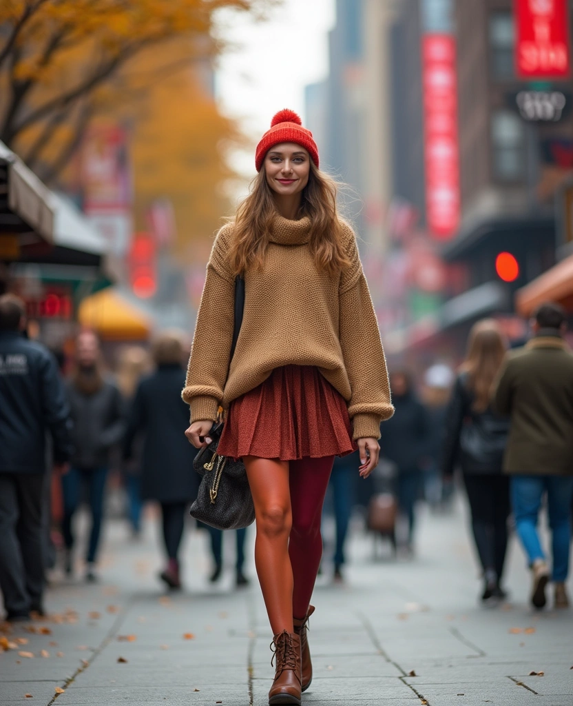 23 Must-Have Outfits for Exploring NYC in October (Find Your Perfect Look!) - 23. Fashion-Forward with Colorful Tights