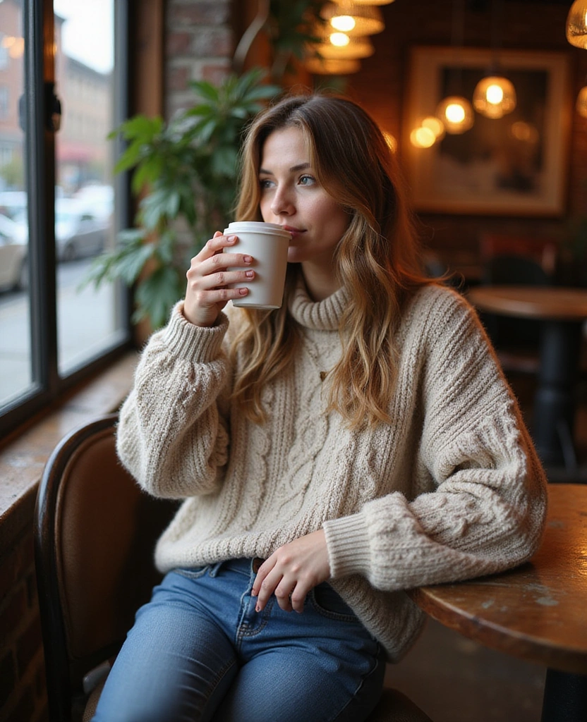 23 Must-Have Outfits for Exploring NYC in October (Find Your Perfect Look!) - 8. Classic Fall with a Cable Knit Sweater