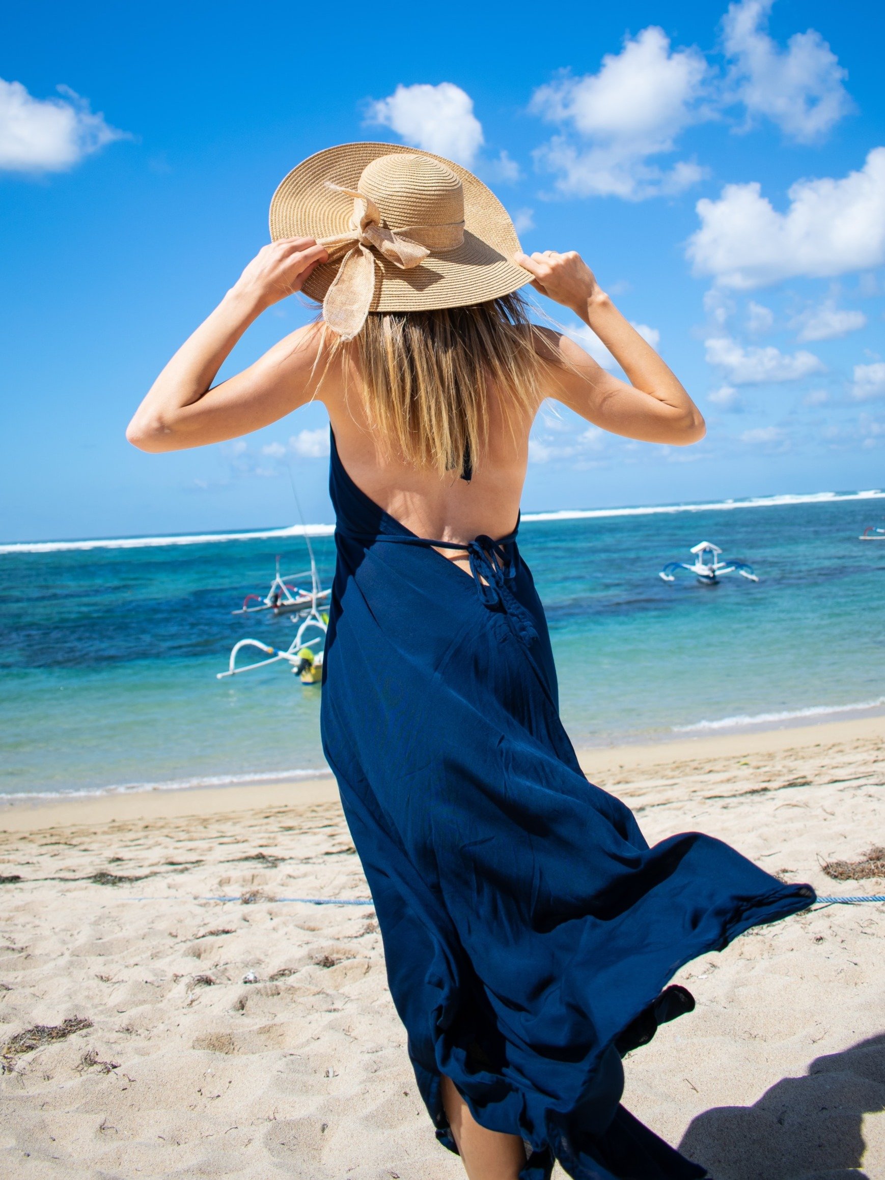 CUCUHAM Women Chiffon Summer Beach Off Shoulder Maxi Dress Holiday Swimwear Cover Up