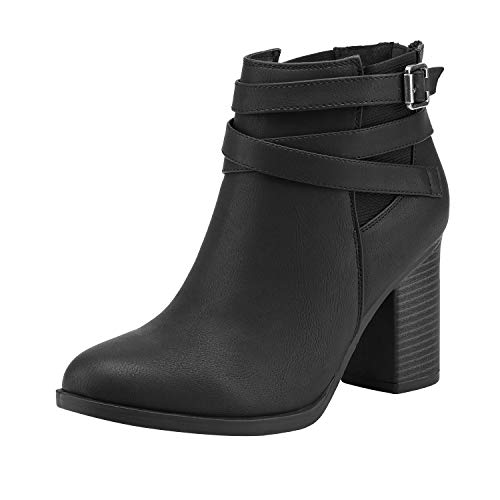 TOETOS Women's Chunky High Heel Ankle Boots Close...