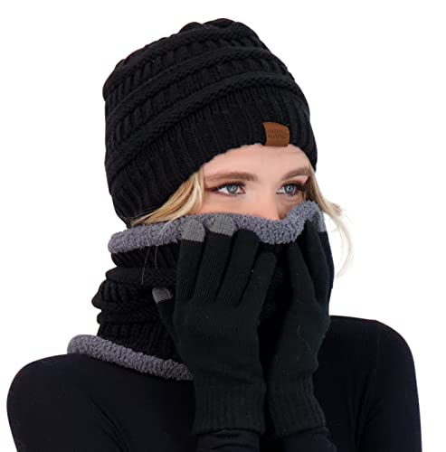 Winter Hat Fleece Lined Neck Warmer Scarf and...