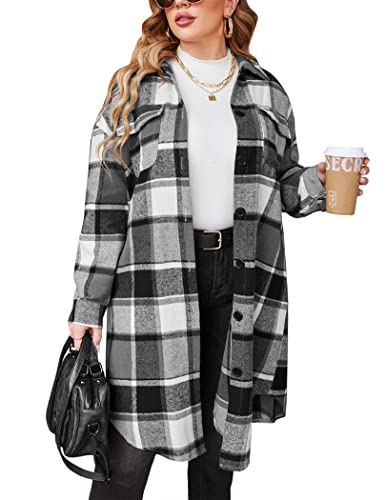 IN'VOLAND Womens Plus Size Plaid Flannel Shirts...