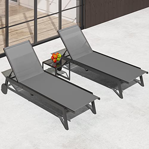 YITAHOME Outdoor Chaise Lounge Chairs Set of 3,...