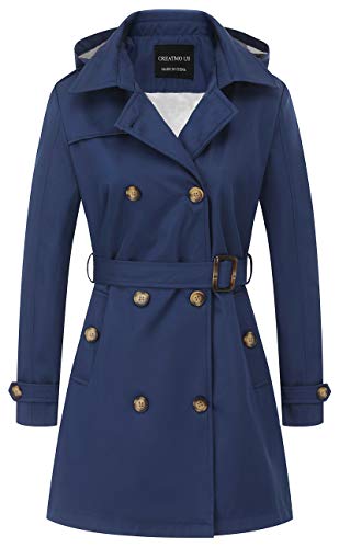 CREATMO US Women's Overcoat Soft Shell Trench Coat...