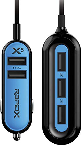 RapidX X5 Car Charger with 5 USB Ports for iPhone...