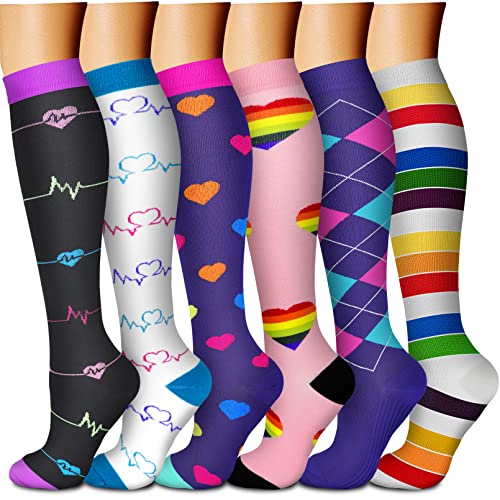 CHARMKING 6 Pairs-Compression Socks for Women &...