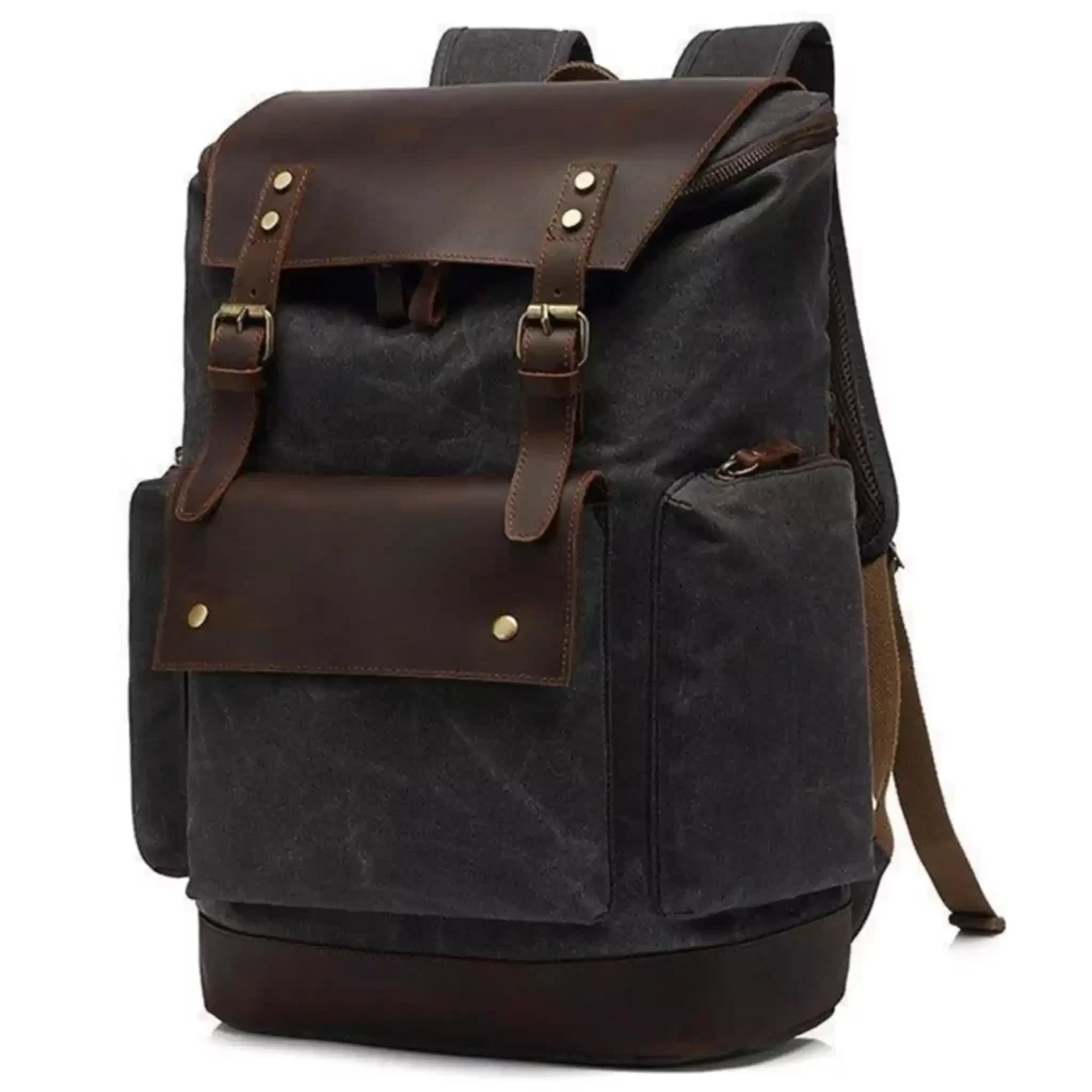 Vintage Backpack Waxed Canvas & Leather for Men | Waxed Canvas Vs Cotton Canvas Backpack