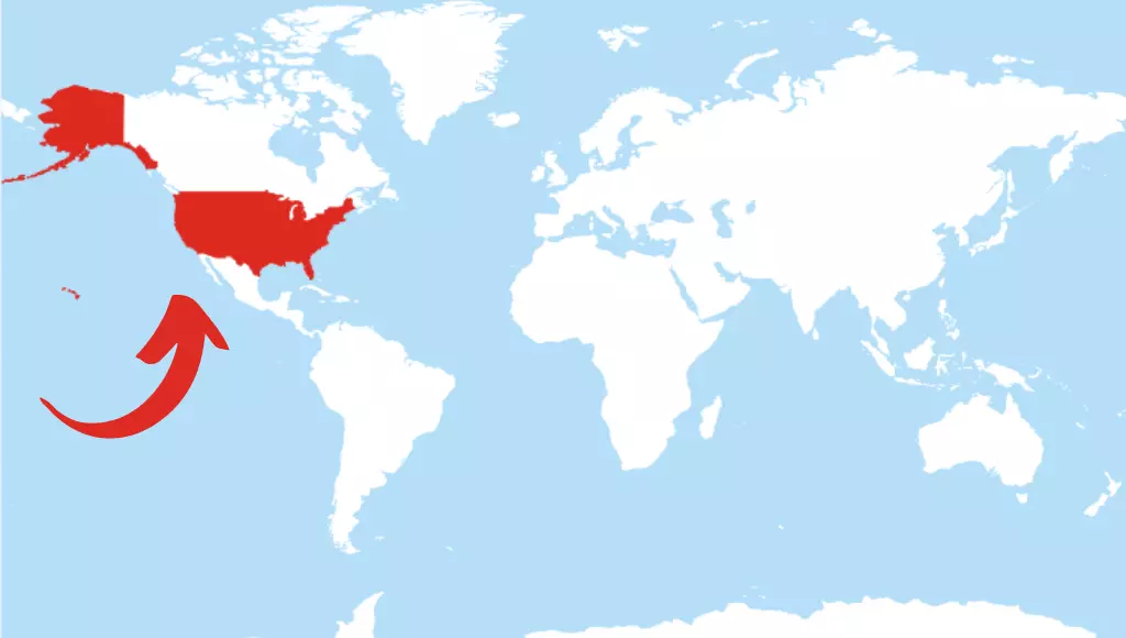 USA location on World Map