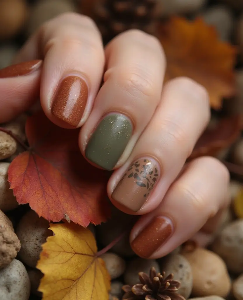 15 Fall Nail Designs That Will Make You the Queen of Autumn Style! - 4. Earthy Tones and Textures