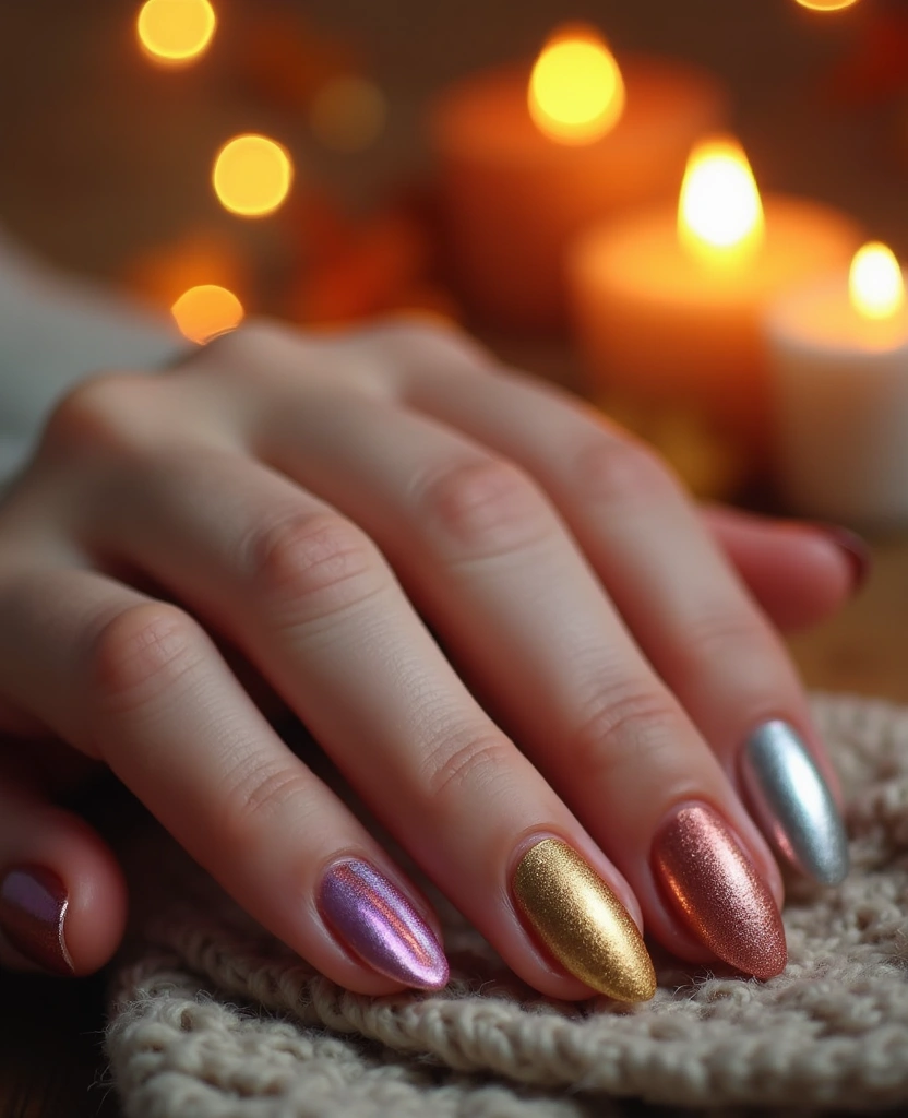 15 Fall Nail Designs That Will Make You the Queen of Autumn Style! - 6. Metallic Hues