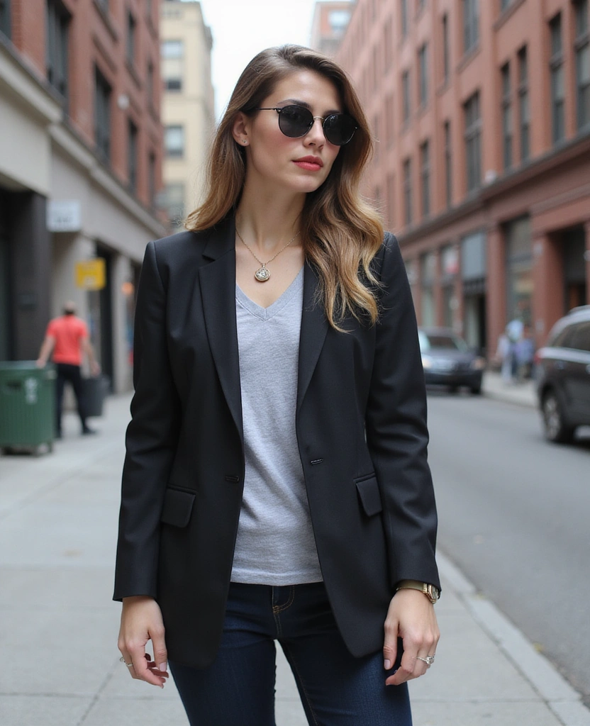 17 Fall Outfit Ideas Perfect for Exploring New York City (Wait Until You See #10!) - 11. Tailored Blazer & Casual Tee