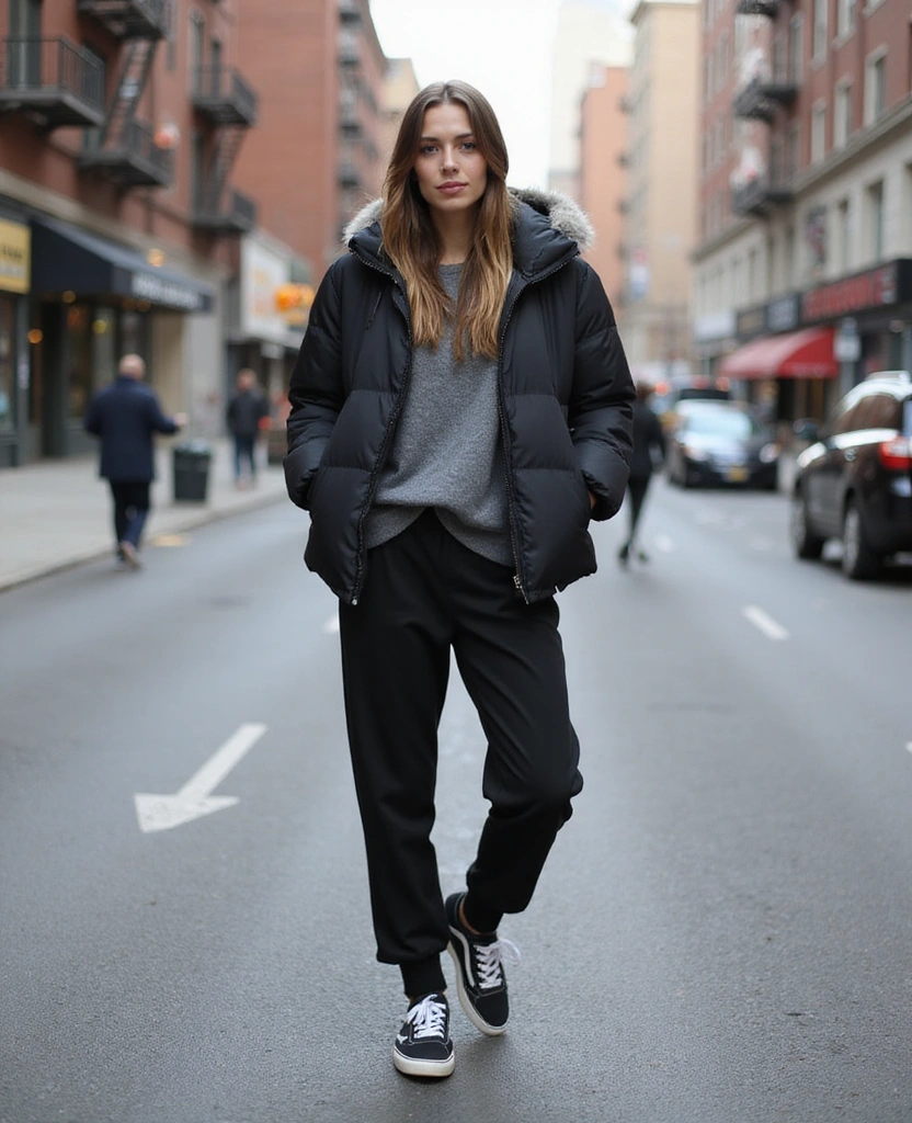 17 Fall Outfit Ideas Perfect for Exploring New York City (Wait Until You See #10!) - 7. Puffer Jacket & Athleisure