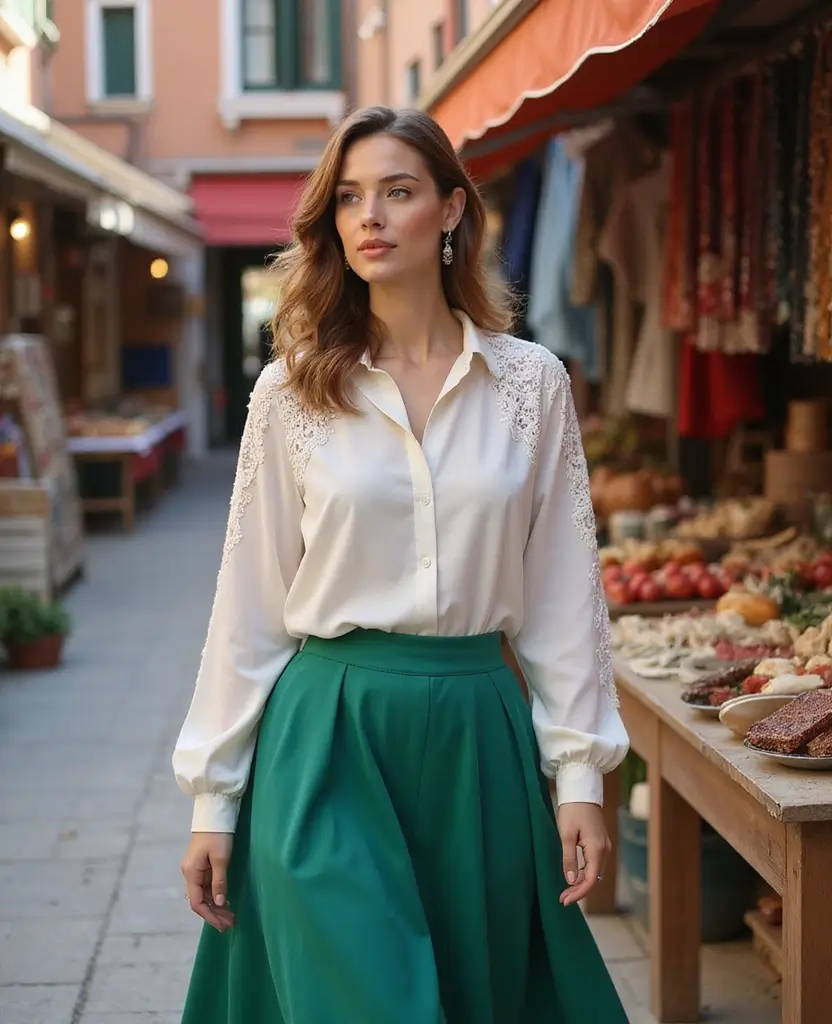 21 Outfit Ideas for Your October Trip to Venice (You’ll Want to Try #10!) - 10. Tailored Blouse & High-Waisted Skirt