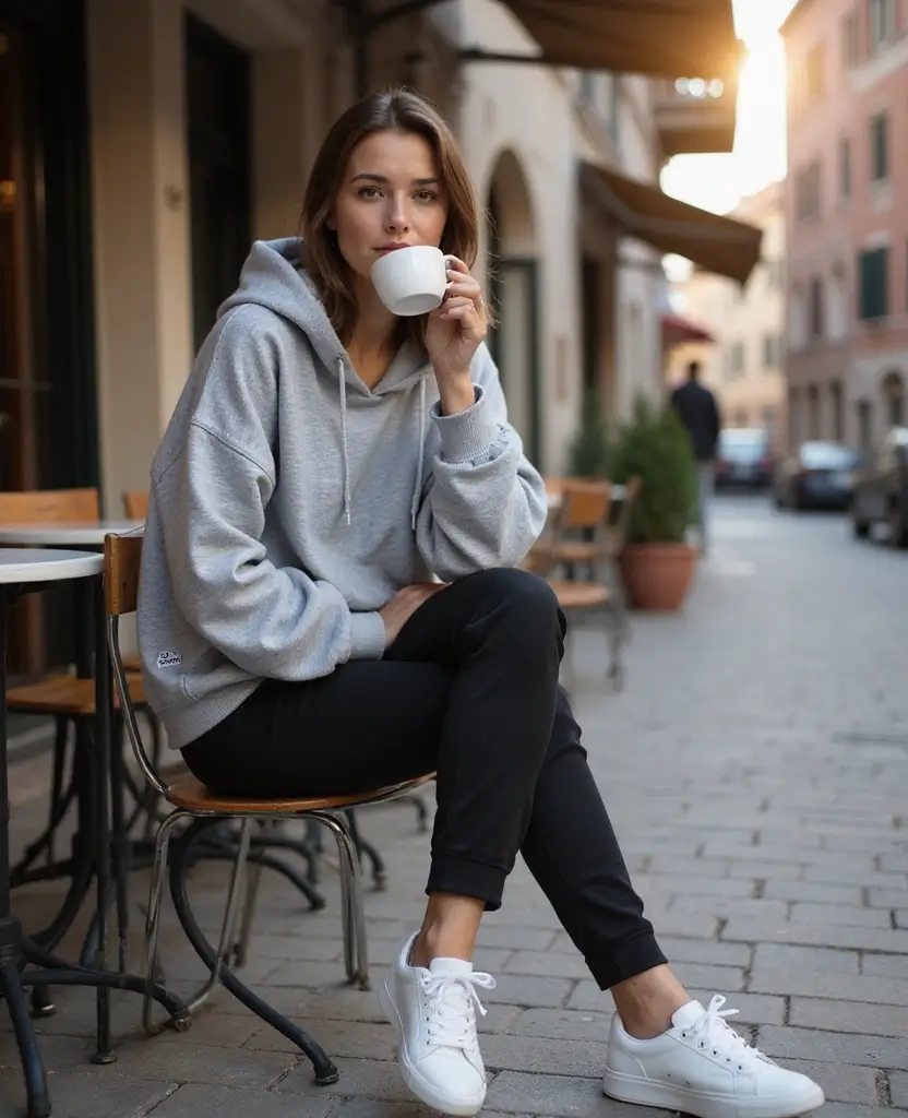 21 Outfit Ideas for Your October Trip to Venice (You’ll Want to Try #10!) - 11. Sporty Chic: Hoodie & Joggers
