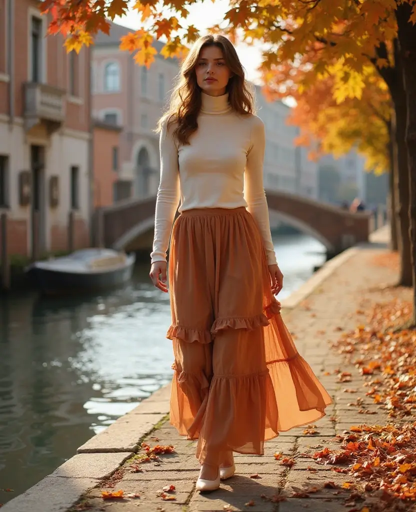 21 Outfit Ideas for Your October Trip to Venice (You’ll Want to Try #10!) - 21. Layered Maxi Skirt & Fitted Top