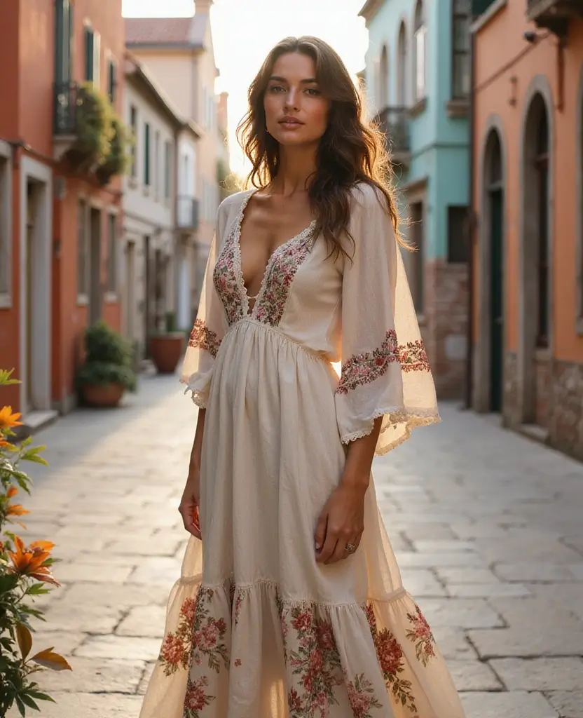21 Outfit Ideas for Your October Trip to Venice (You’ll Want to Try #10!) - 9. Bohemian-inspired Maxi Dress