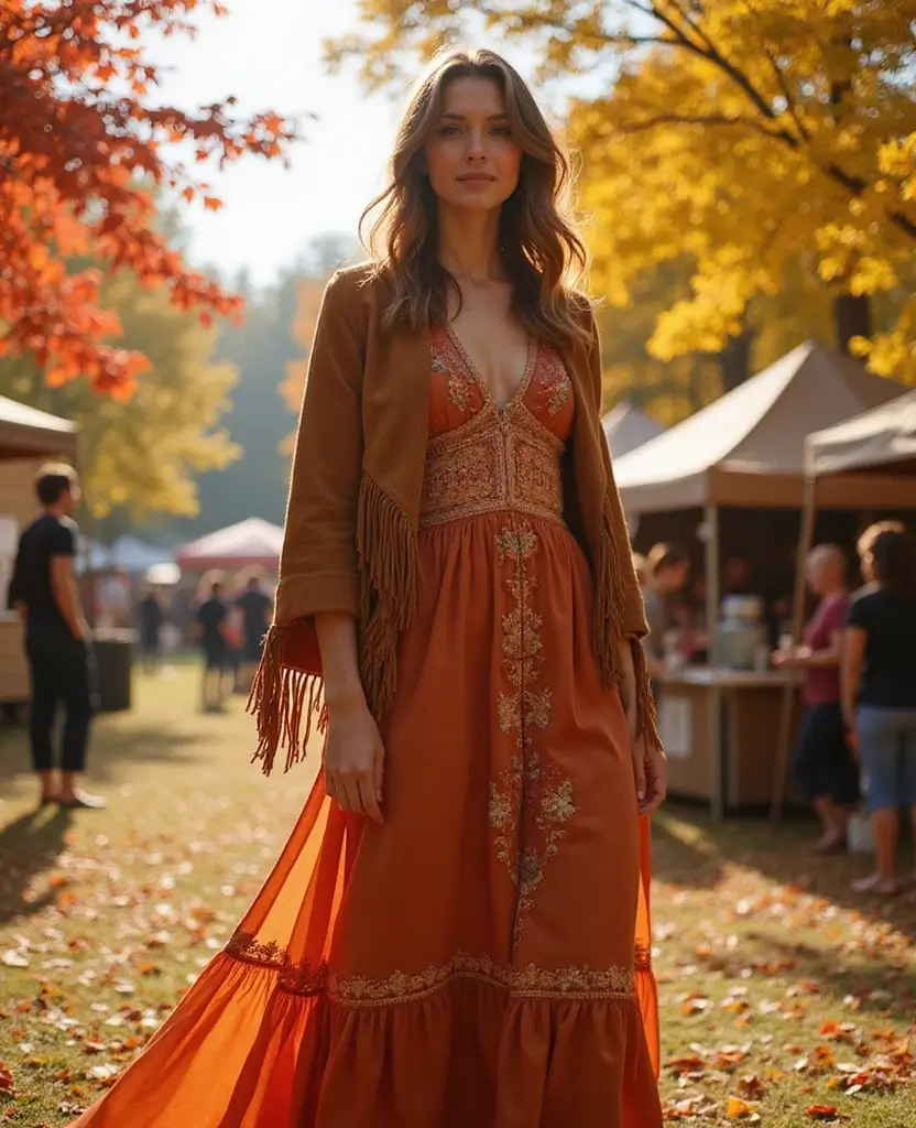 15 Stylish Outfits to Rock at Nashville's November Festivals (You Won't Believe #7!) 1 What to wear in Nashville in November 15 Stylish Outfits to Rock at Nashville's November Festivals (You Won't Believe #7!) - 1. Bohemian Chic: Flowy Maxi Dress and Fringe Jacket