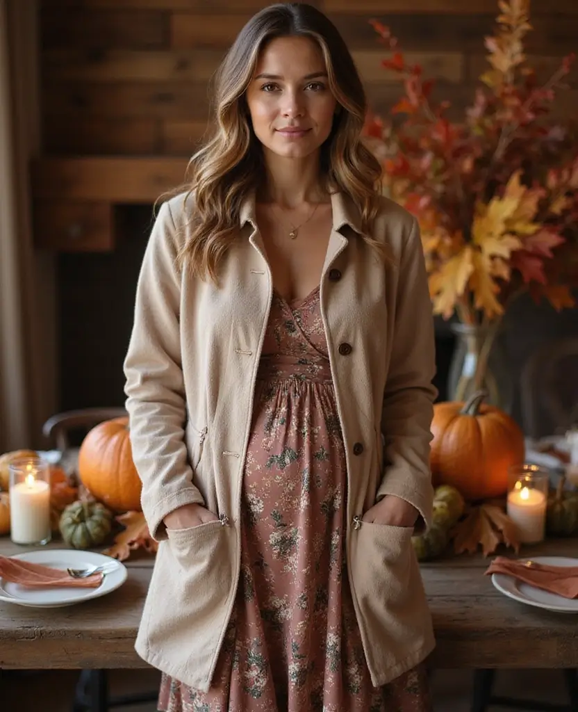 15 Thanksgiving Outfits for Pregnant Women That Are Cute, Cozy, and Chic (#3 Will Surprise You!) 82 Thanksgiving outfits for pregnant women 15 Thanksgiving Outfits for Pregnant Women That Are Cute, Cozy, and Chic (#3 Will Surprise You!) - 14. Cozy Quilted Jacket and Dress Combo