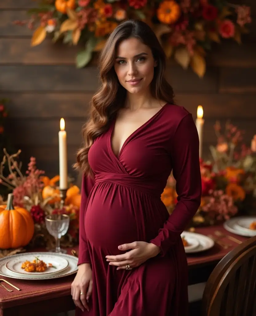 15 Thanksgiving Outfits for Pregnant Women That Are Cute, Cozy, and Chic (#3 Will Surprise You!) 29 Thanksgiving outfits for pregnant women 15 Thanksgiving Outfits for Pregnant Women That Are Cute, Cozy, and Chic (#3 Will Surprise You!) - 5. Beautiful Wrap Dress