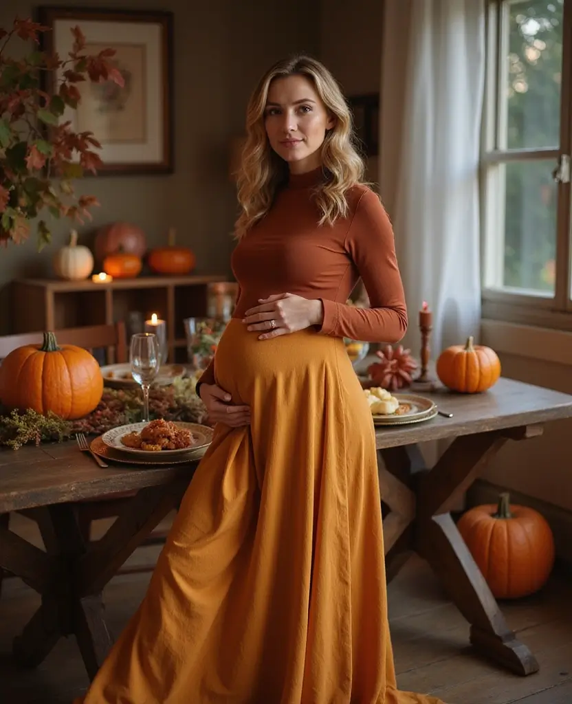 15 Thanksgiving Outfits for Pregnant Women That Are Cute, Cozy, and Chic (#3 Will Surprise You!) 41 Thanksgiving outfits for pregnant women 15 Thanksgiving Outfits for Pregnant Women That Are Cute, Cozy, and Chic (#3 Will Surprise You!) - 7. Stylish Maternity Skirt and Top