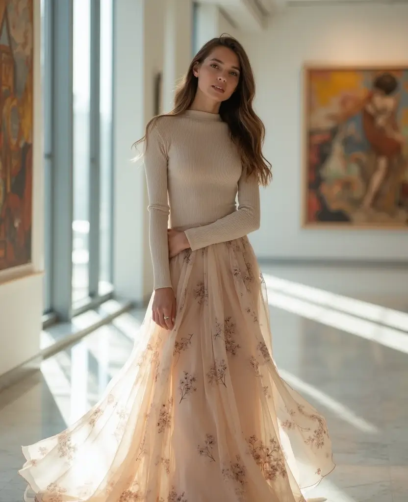 22 Cozy Outfits for Exploring NYC in December (You Won't Want to Change!) 46 what to wear in NYC in December 22 Cozy Outfits for Exploring NYC in December (You Won't Want to Change!) - 16. Mock Neck Top & Maxi Skirt