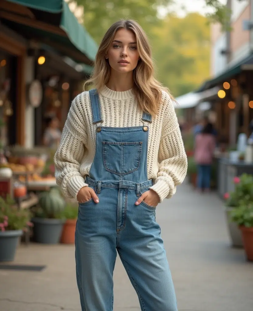 10 Must-Have Winter Outfits for Nashville in December (You Won't Believe #5!) 22 what to wear in Nashville in December 10 Must-Have Winter Outfits for Nashville in December (You Won't Believe #5!) - 9. Casual Overalls with Sweater Layering