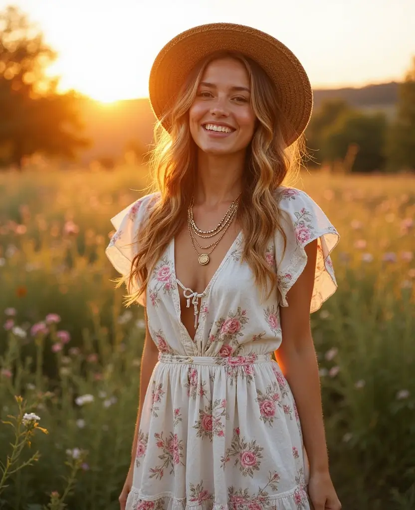 10 Travel Outfit Ideas That Will Make You the Most Stylish Tourist on the Block! 13 Best Travel Outfit Ideas 10 Travel Outfit Ideas That Will Make You the Most Stylish Tourist on the Block! - 3. Boho Beauty: Maxi Dress with Layered Accessories