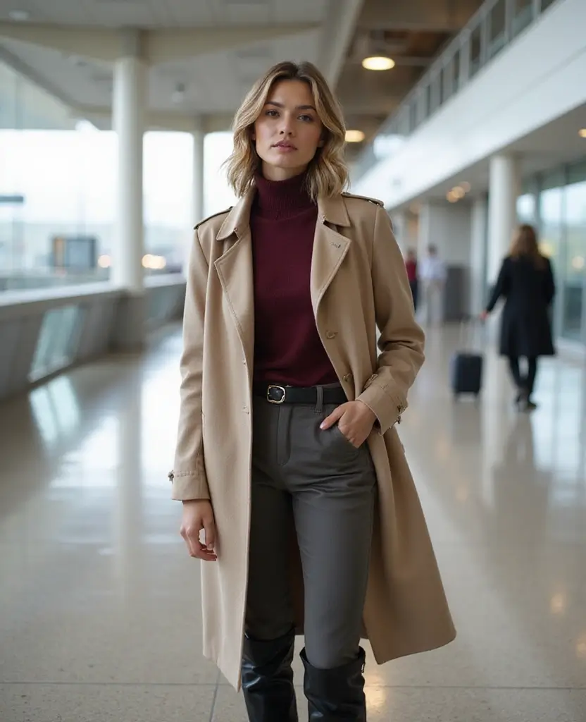 12 Travel Outfits That Will Make You Look Like a Jet-Set Fashionista (You Won't Believe #8!) 20 best travel outfits for women 12 Travel Outfits That Will Make You Look Like a Jet-Set Fashionista (You Won't Believe #8!) - 4. Layered Luxe: Turtleneck and Trench Coat
