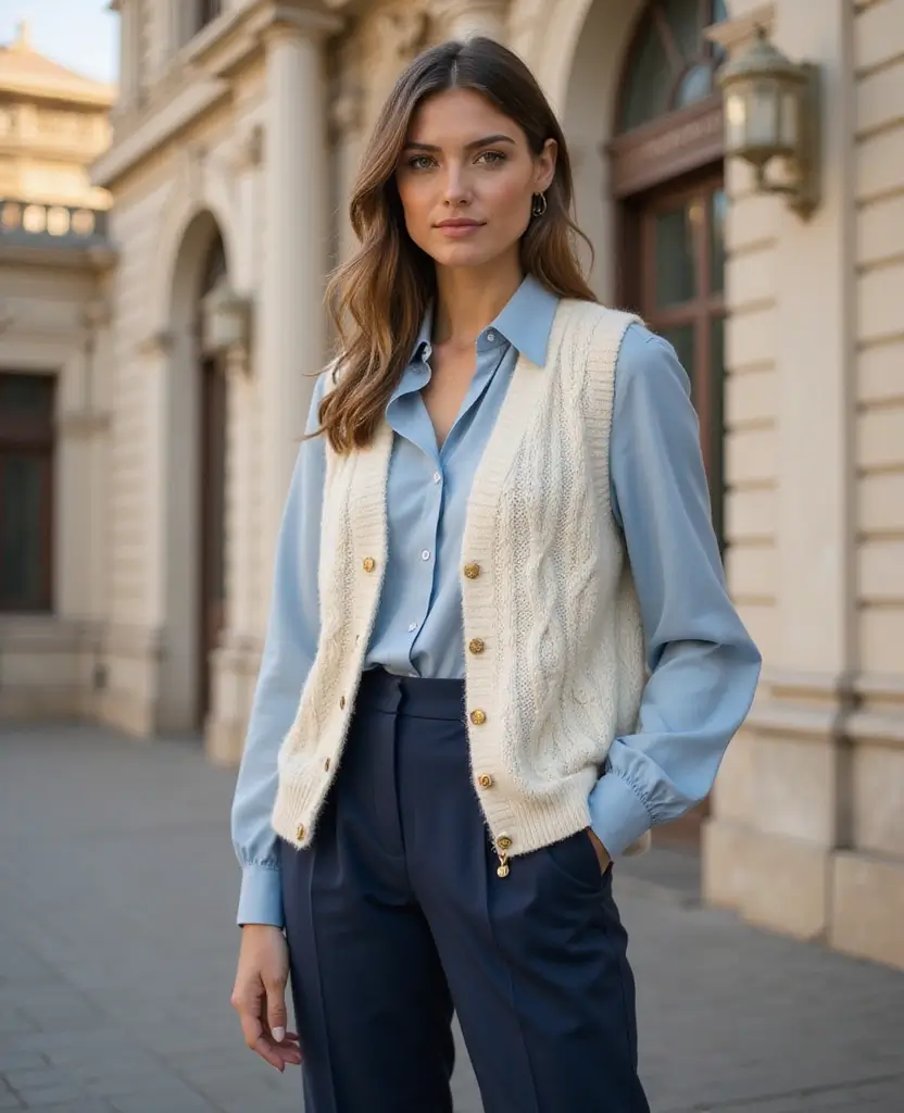 15 Chic Layering Ideas for Your Budapest Trip in December (You'll Love #3!) 5 what to wear in Budapest in December 15 Chic Layering Ideas for Your Budapest Trip in December (You'll Love #3!) - 5. Textured Layering with Knitted Vests