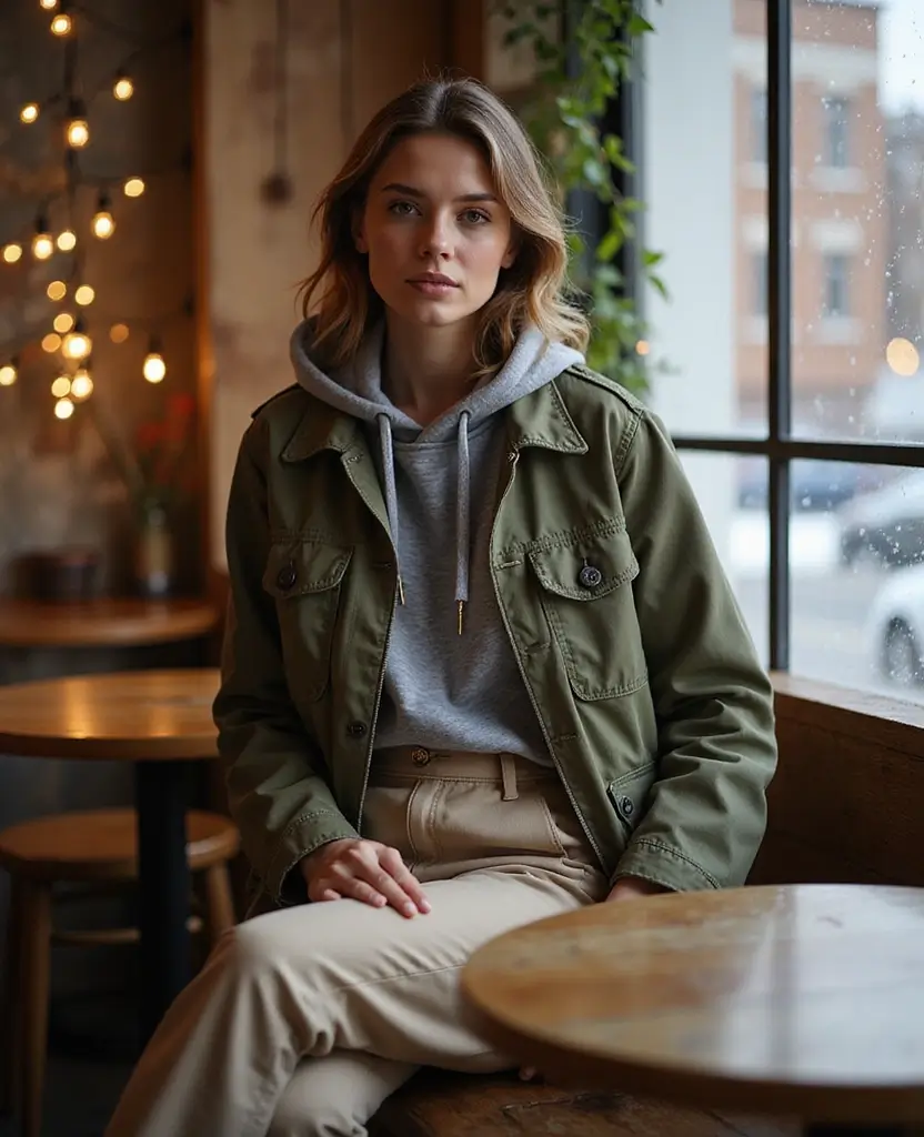 15 Chic Layering Ideas for Your Budapest Trip in December (You'll Love #3!) 9 what to wear in Budapest in December 15 Chic Layering Ideas for Your Budapest Trip in December (You'll Love #3!) - 9. Chic Utility Jacket with Layers