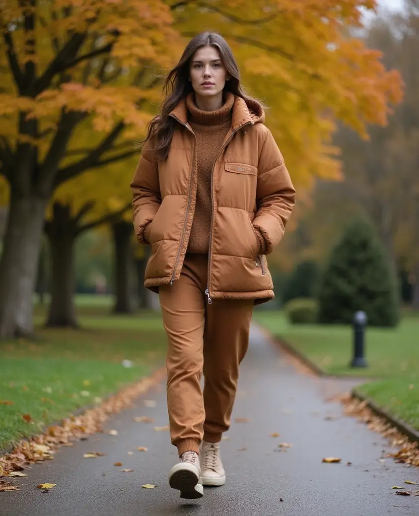 15 Effortlessly Stylish Casual Outfits for Exploring Edinburgh (You'll Love #10!) 33 what to wear in Edinburgh all year round 15 Effortlessly Stylish Casual Outfits for Exploring Edinburgh (You'll Love #10!) - 14. Earthy Tones with a Puffer Jacket