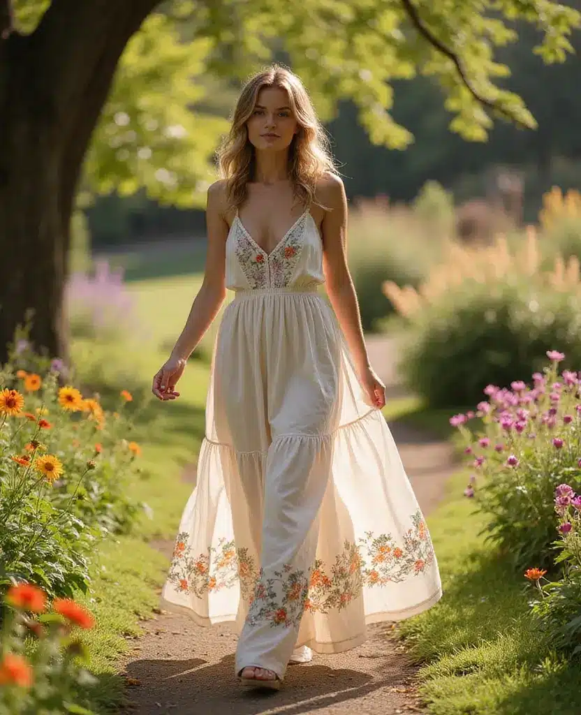 15 Effortlessly Stylish Casual Outfits for Exploring Edinburgh (You'll Love #10!) 16 what to wear in Edinburgh all year round 15 Effortlessly Stylish Casual Outfits for Exploring Edinburgh (You'll Love #10!) - 7. Bohemian Vibes with a Maxi Dress