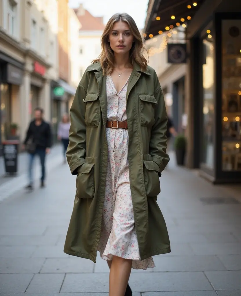 19 Stylish Outfits to Wear in Vienna This December (You’ll Want to Copy #6!) 31 what to wear in Vienna in December 19 Stylish Outfits for What to Wear in Vienna This December (You’ll Want to Copy #6!) - 11. Stylish Utility Jacket over a Midi Dress