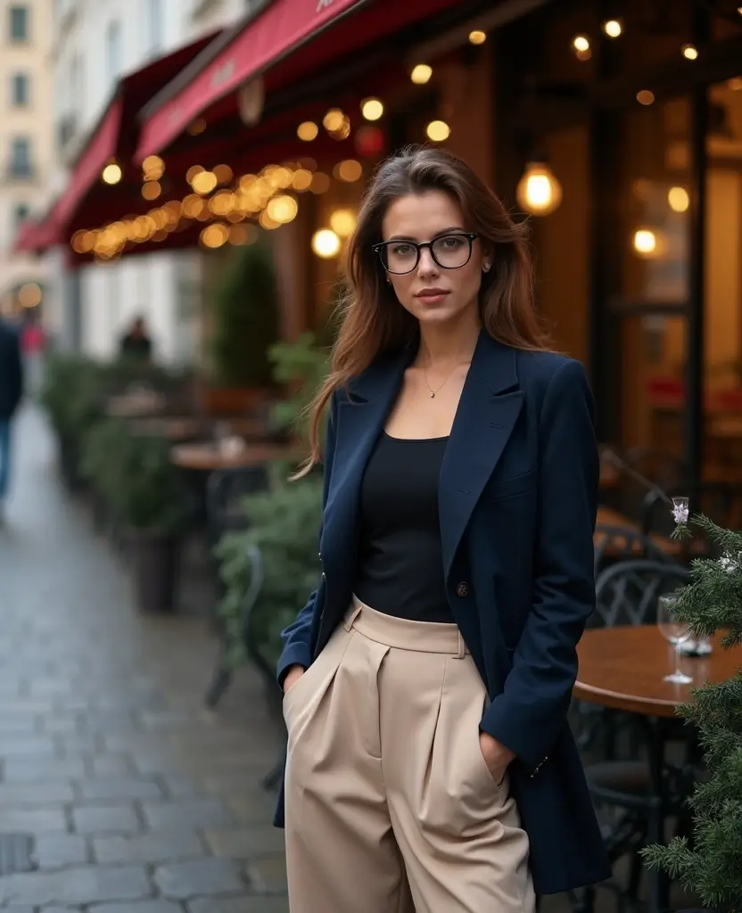 19 Stylish Outfits to Wear in Vienna This December (You’ll Want to Copy #6!) 49 what to wear in Vienna in December 19 Stylish Outfits for What to Wear in Vienna This December (You’ll Want to Copy #6!) - 17. Trendy Blazer and Wide-Leg Trousers