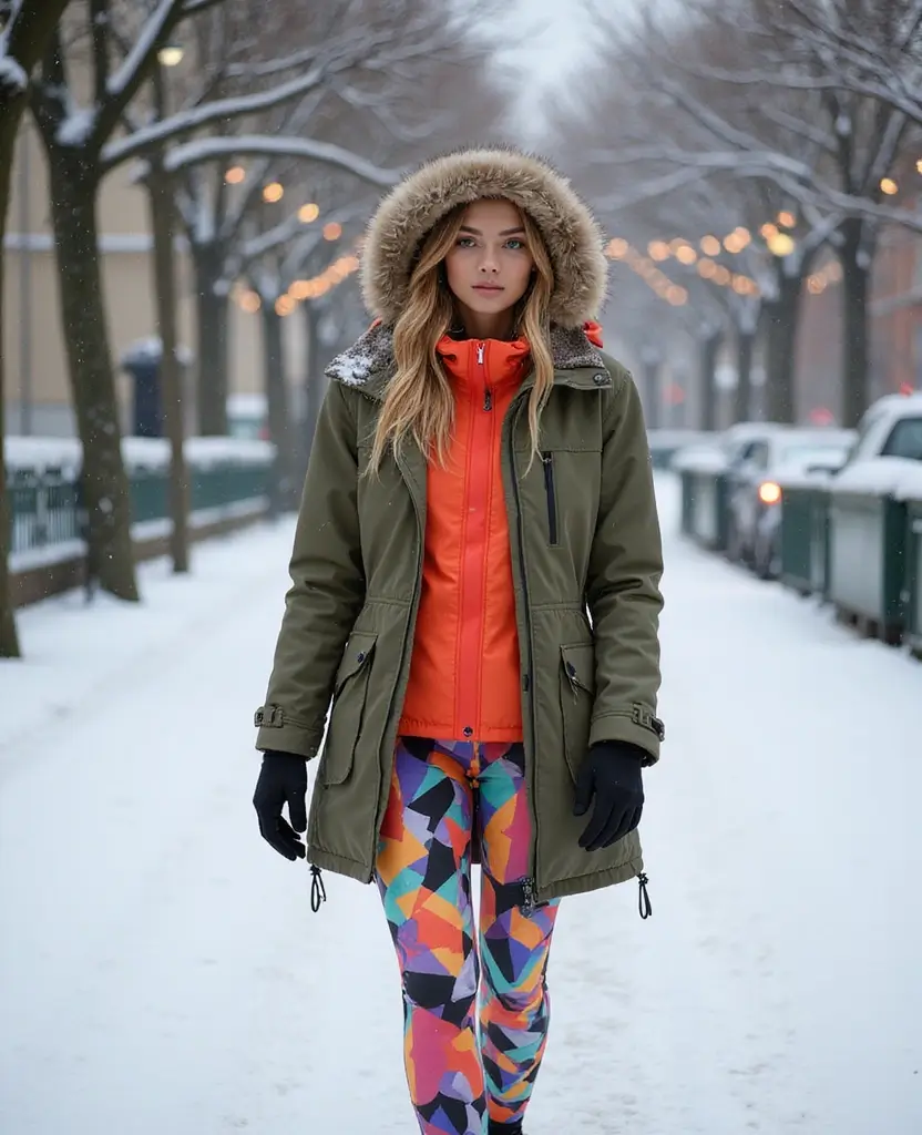 19 Stylish Outfits to Wear in Vienna This December (You’ll Want to Copy #6!) 22 what to wear in Vienna in December 19 Stylish Outfits for What to Wear in Vienna This December (You’ll Want to Copy #6!) - 8. Layered Parka and Printed Leggings