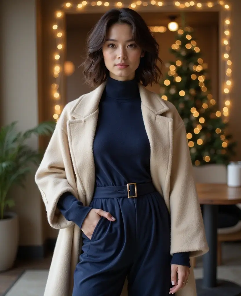 20 Fabulous Outfit Ideas for a Stylish December in Tokyo! 24 what to wear in Tokyo in December 20 Fabulous Outfit Ideas for a Stylish December in Tokyo! - 12. Elegant Jumpsuit with Layering