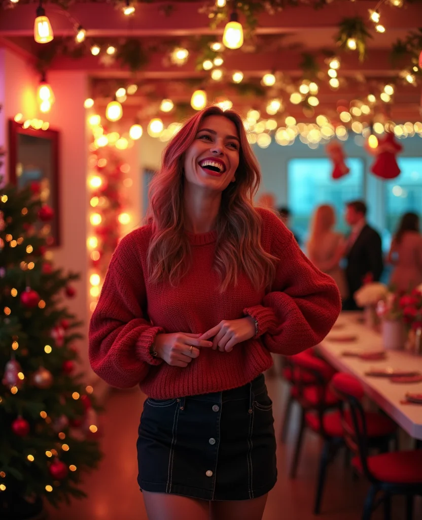 25 Stunning Christmas Outfit Ideas That Will Make You the Star of the Holiday Party! 14 What to wear on Christmas Day 25 Stunning Christmas Outfit Ideas That Will Make You the Star of the Holiday Party! - 14. Sassy Mini Skirt and Sweater Combo