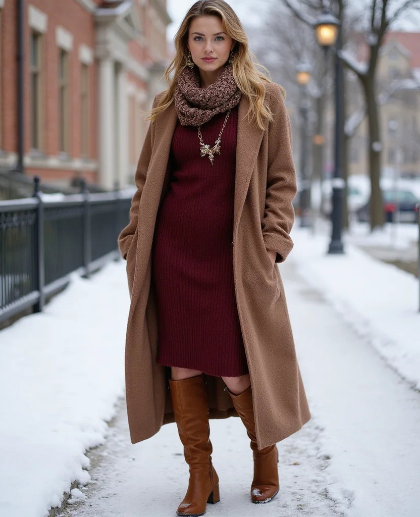 15 Cold Weather Outfits for Exploring Vienna in January (You’ll Want to Steal #6!) 8 What to wear in Vienna in January 15 Cold Weather Outfits for Exploring Vienna in January (You’ll Want to Steal #6!) - 2. Cozy Knit Dresses