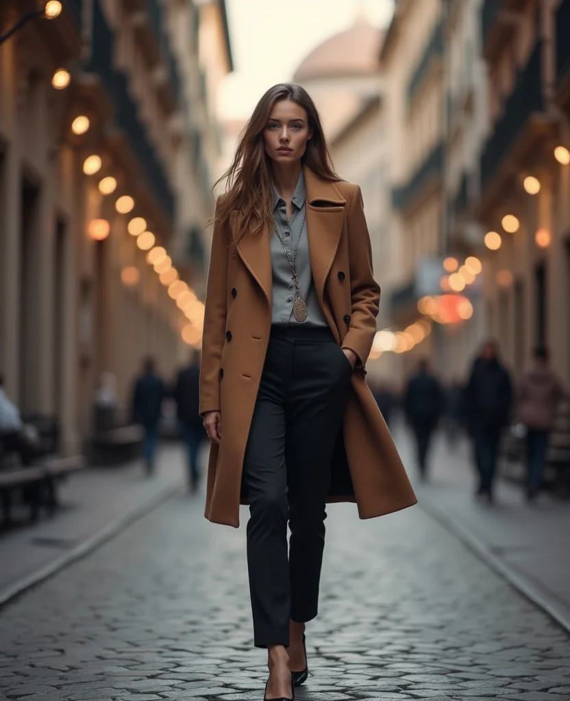 15 Stunning Rome January Outfits That Will Keep You Cozy and Chic! 59 What to wear in Rome in January 15 Stunning Rome January Outfits That Will Keep You Cozy and Chic! - 9. Elegant Wool Coat with Tailored Trousers 1
