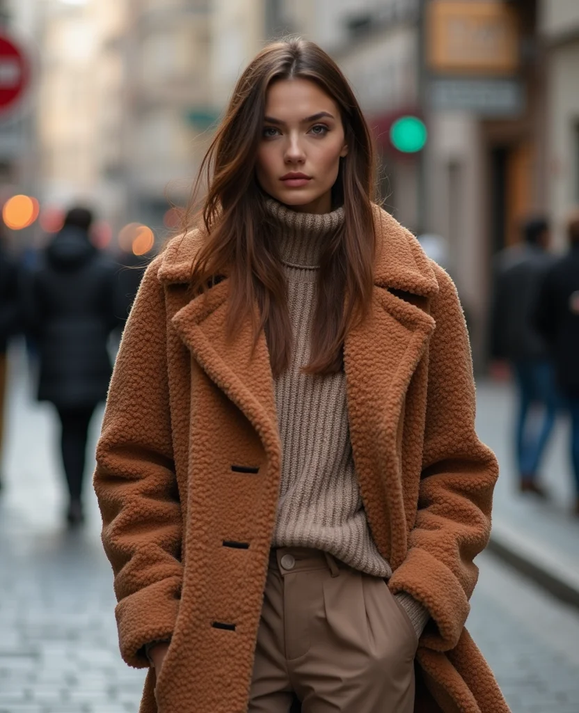 21 Chic Istanbul Winter Outfits That Will Inspire Your Next Trip! 22 What to wear in Istanbul in January 21 Chic Istanbul Winter Outfits That Will Inspire Your Next Trip! - 4. Warm Layers with a Teddy Coat 1