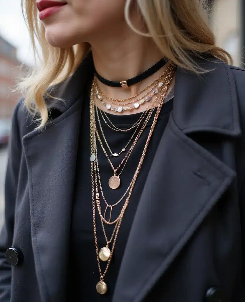 25 Local Style Tips for London February Fashion (Wait Until You See #15!) 150 What to wear in London in February 25 Local Style Tips for London February Fashion (Wait Until You See #15!) - 22. Layer Necklaces 1