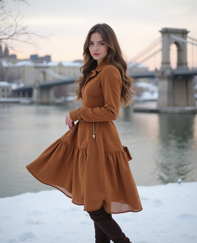 17 Budapest Winter Outfits That’ll Inspire Your Next Instagram Post! 8 What to wear in Budapest in February 17 Budapest Winter Outfits That’ll Inspire Your Next Instagram Post! - 2. Chic Midi Dress with Thigh-High Boots 1