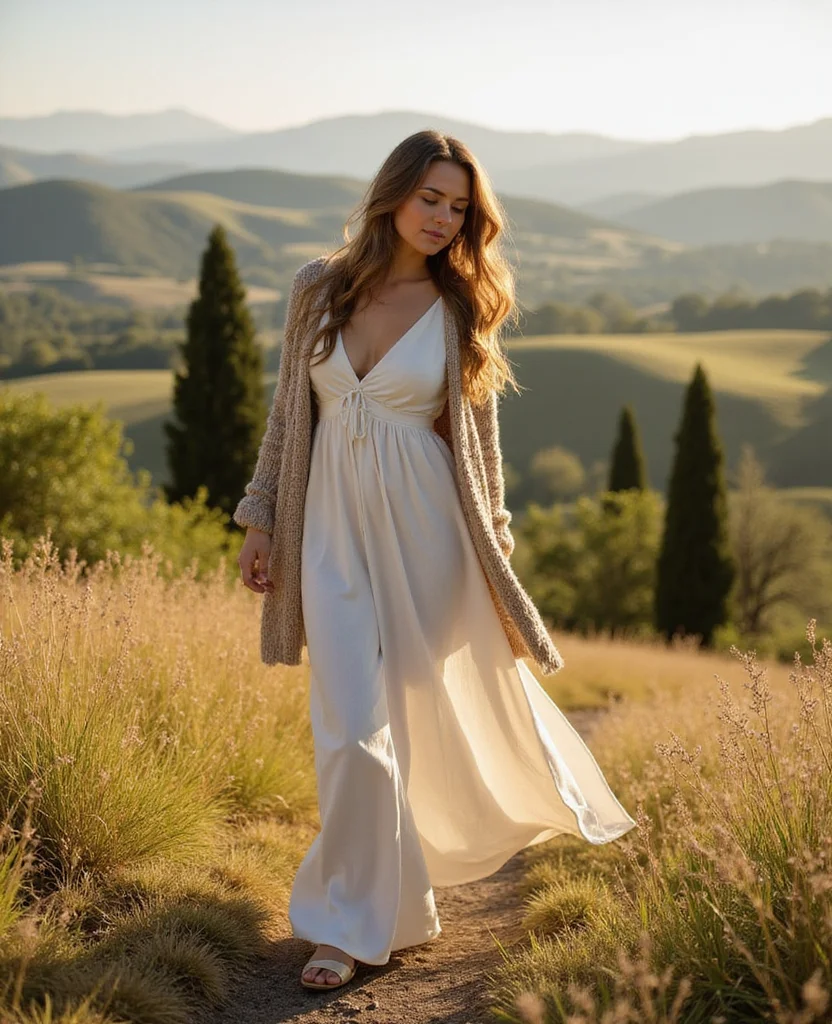 20 Italian Style Outfits for February That Will Turn Heads! 80 What to wear in Italy in February 20 Italian Style Outfits for February That Will Turn Heads! - 12. Flowy Maxi Dress with a Cardigan 1
