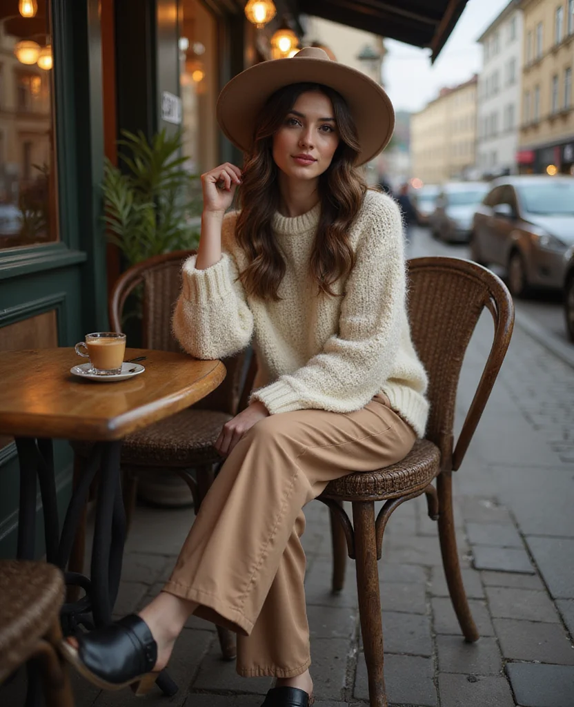 21 Chic Winter Looks for Vienna in February (You Won't Believe #15!) 36 What to wear in Vienna in February 21 Chic Winter Looks for Vienna in February (You Won't Believe #15!) - 6. Fluffy Knit and Wide-Leg Pants 1