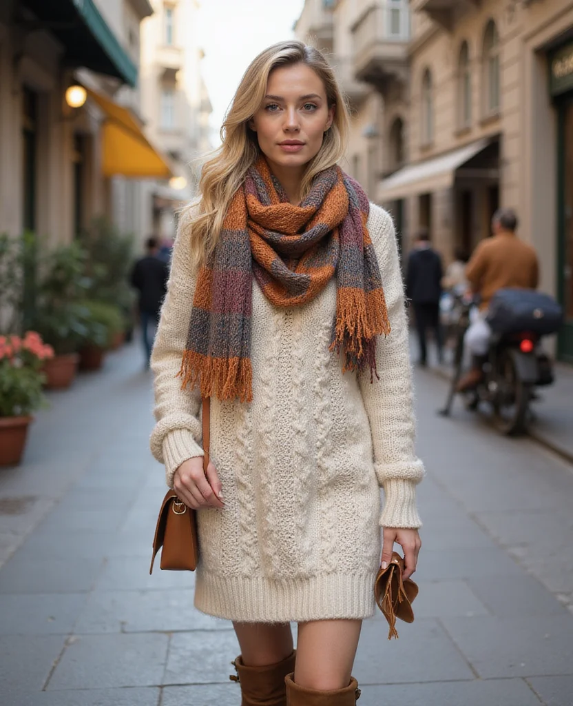 22 Stylish Winter Outfits for Your February Adventure in Istanbul (Can’t Wait for #11!) 1 What to wear in Istanbul in February 22 Stylish Winter Outfits for Your February Adventure in Istanbul (Can’t Wait for #11!) - 1. Cozy Knit Dress with Ankle Boots 1