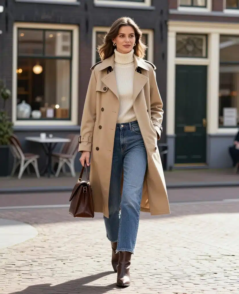 15 Stylish Amsterdam Outfits for May That'll Have You Turning Heads! 22 what to wear in Amsterdam in May 15 Stylish Amsterdam Outfits for May That'll Have You Turning Heads! - 4. Layered Look with a Trench Coat 1