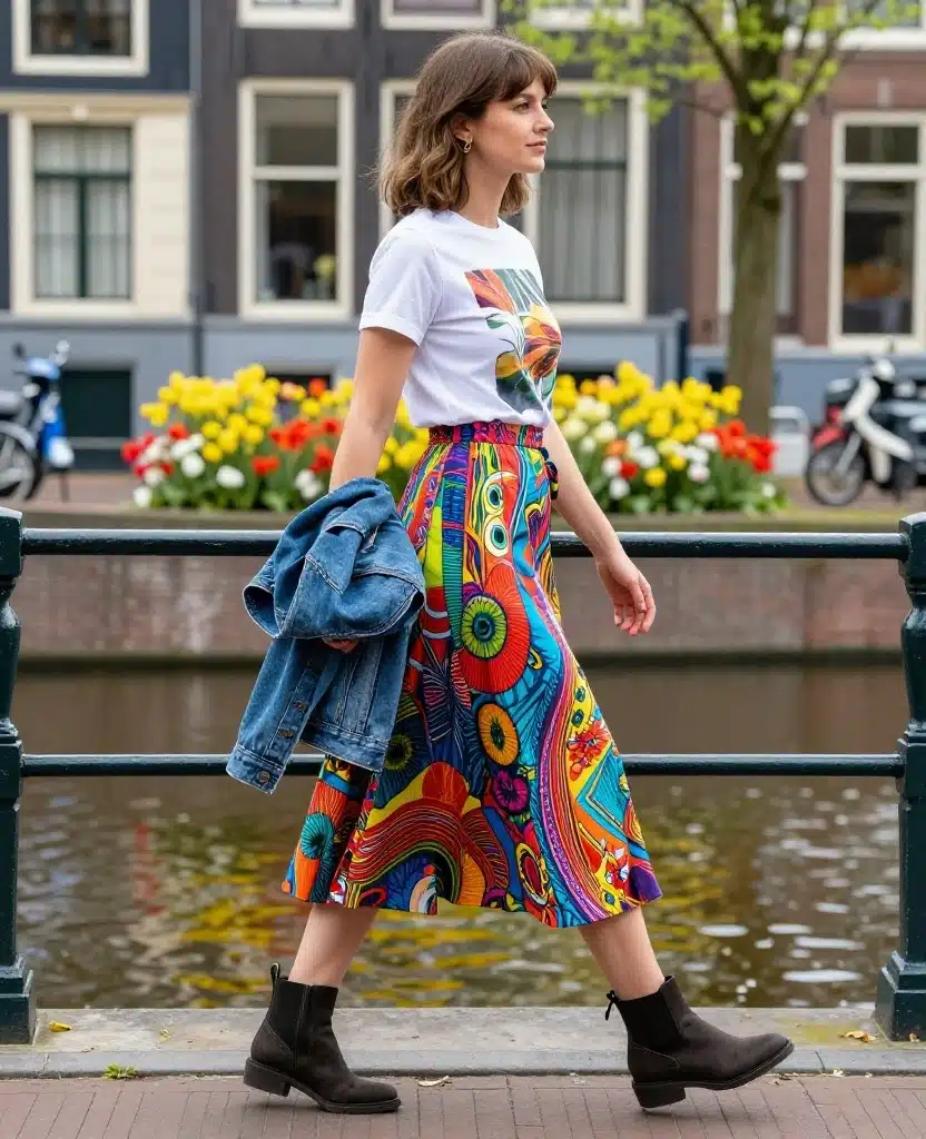 15 Stylish Amsterdam Outfits for May That'll Have You Turning Heads! 36 what to wear in Amsterdam in May 15 Stylish Amsterdam Outfits for May That'll Have You Turning Heads! - 6. Effortlessly Stylish with a Midi Skirt 1