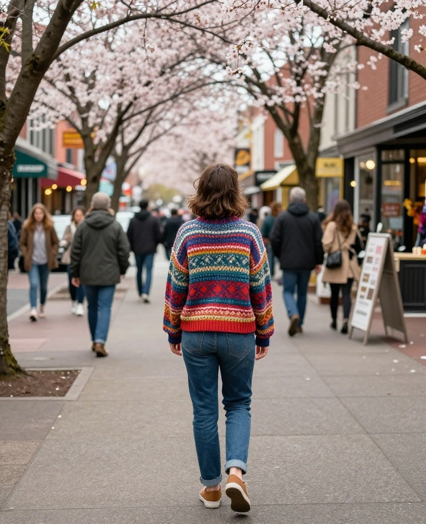21 Casual Outfit Ideas for Portland in May (Perfect for Exploring the City!) 44 what to wear in Portland in May 21 Casual Outfit Ideas for Portland in May (Perfect for Exploring the City!) - 12. Colorful Knit Sweater 1